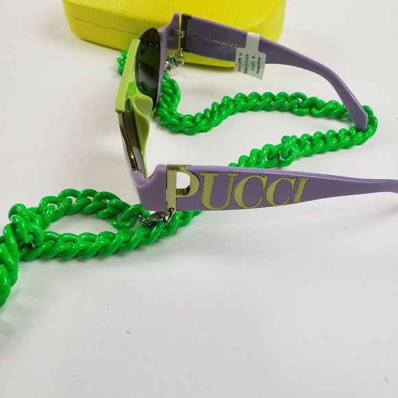 Emilio Pucci Sunglasses Bright Mirrored Shades with Chain Summer Spring $435 - Picture 8 of 12